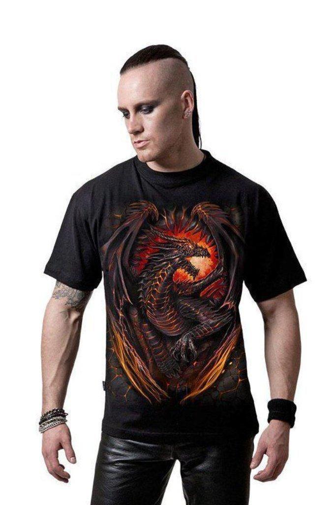 Dragon Furnace - T-Shirt Black-Spiral-Dark Fashion Clothing
