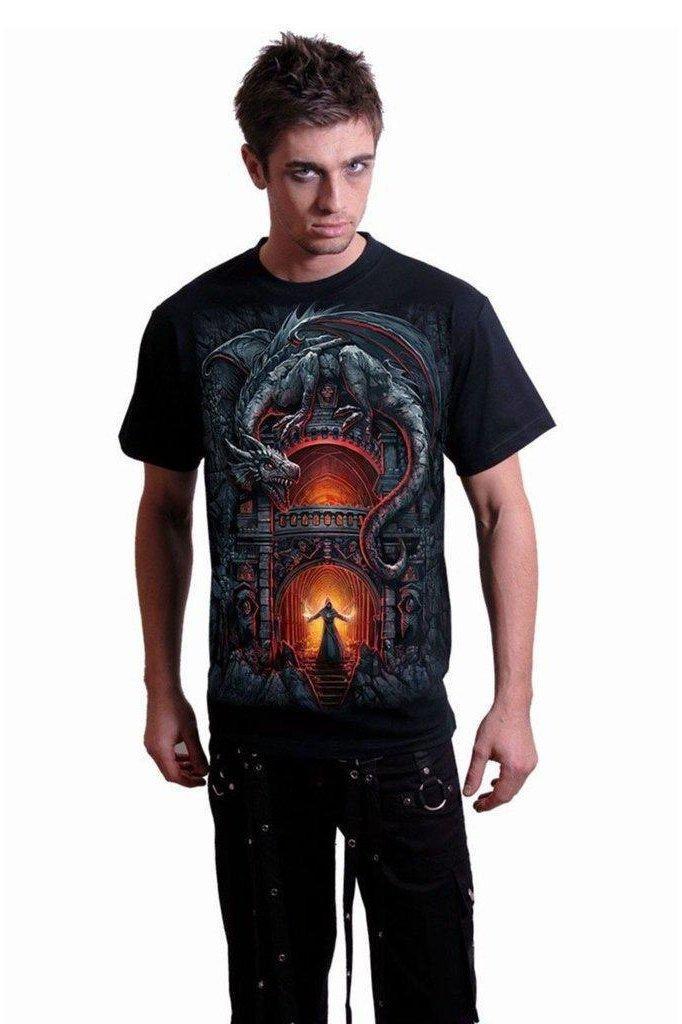 Dragon's Lair - T-Shirt Black-Spiral-Dark Fashion Clothing
