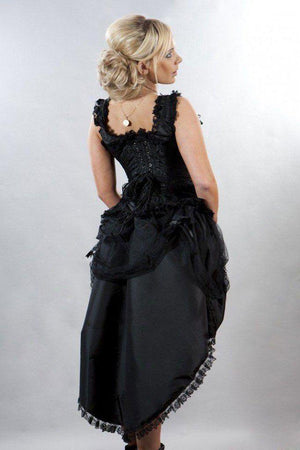 Duchess Overbust Corset With Straps In Scroll Brocade-Burleska-Dark Fashion Clothing