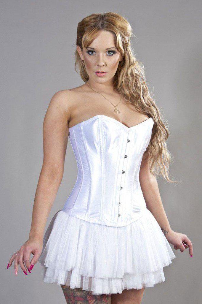 Elegant Overbust Steel Boned Corset In Satin-Burleska-Dark Fashion Clothing