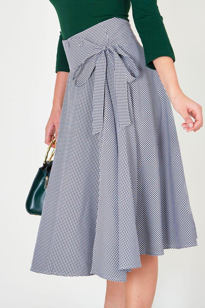 Elizabeth Curved Waist Bow Skirt-Voodoo Vixen-Dark Fashion Clothing