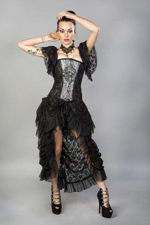 Emily Overbust Burlesque Corset In King Brocade-Burleska-Dark Fashion Clothing