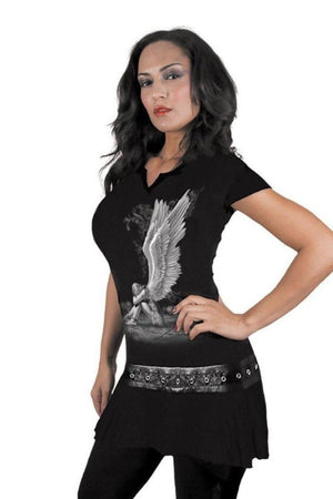 Enslaved Angel - Stud Waist Mini Dress Black-Spiral-Dark Fashion Clothing