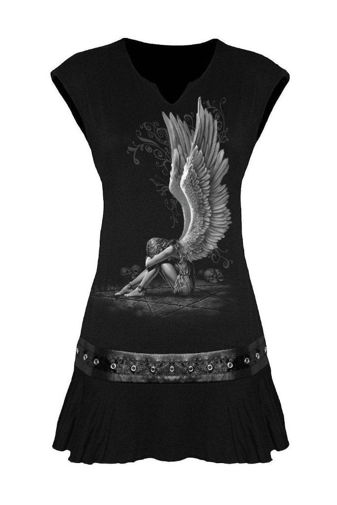 Enslaved Angel - Stud Waist Mini Dress Black-Spiral-Dark Fashion Clothing