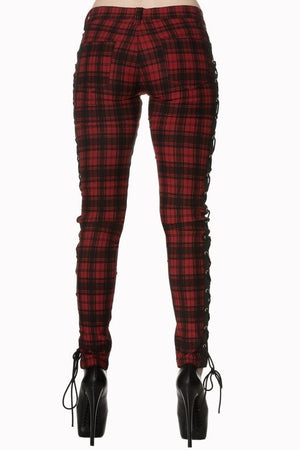 Escaping Darkness Tartan Skinny Trouser-Banned-Dark Fashion Clothing