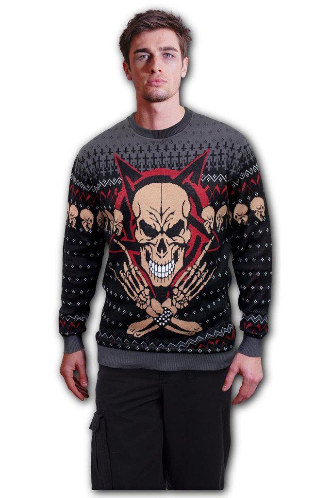 Evil Rock - Knitted Wrap Jumper-Spiral-Dark Fashion Clothing