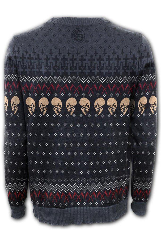 Evil Rock - Knitted Wrap Jumper-Spiral-Dark Fashion Clothing