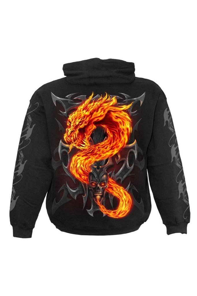 Fire Dragon - Hoody Black-Spiral-Dark Fashion Clothing