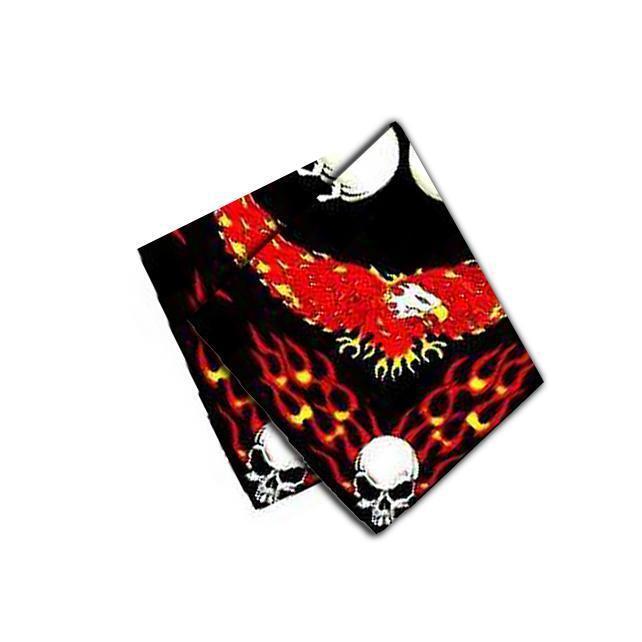 Flaming Flying Eagle Skull Black Cotton Bandana - Karl-Dr Faust-Dark Fashion Clothing