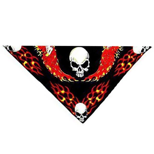 Flaming Flying Eagle Skull Black Cotton Bandana - Karl-Dr Faust-Dark Fashion Clothing