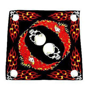 Flaming Flying Eagle Skull Black Cotton Bandana - Karl-Dr Faust-Dark Fashion Clothing