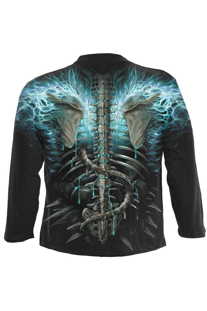 Flaming Spine - Allover Longsleeve T-Shirt Black-Spiral-Dark Fashion Clothing