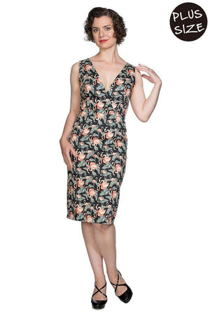 Flamingo Honnie Pencil Dress-Banned-Dark Fashion Clothing