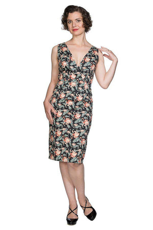 Flamingo Honnie Pencil Dress-Banned-Dark Fashion Clothing