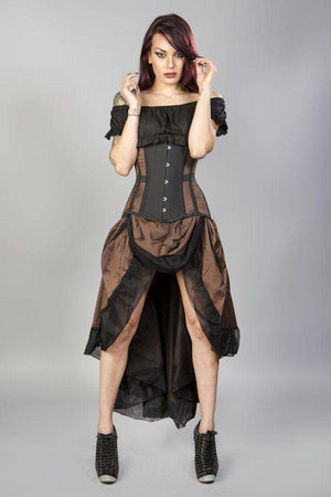 Flavia Goth or Steampunk Skirt In Taffeta-Burleska-Dark Fashion Clothing