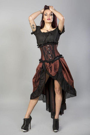 Flavia Goth or Steampunk Skirt In Taffeta-Burleska-Dark Fashion Clothing