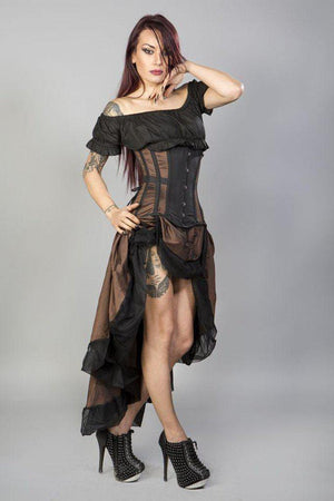 Flavia Goth or Steampunk Skirt In Taffeta-Burleska-Dark Fashion Clothing