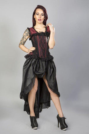 Flavia Goth or Steampunk Skirt In Taffeta-Burleska-Dark Fashion Clothing