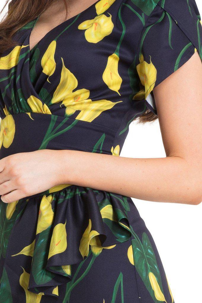 Flora Calla Lily 40s Style Dress-Voodoo Vixen-Dark Fashion Clothing