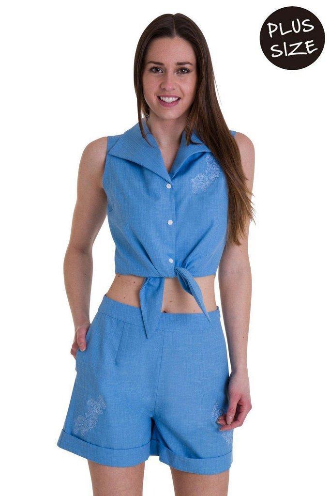 Floral Days Plus Size Tie Shirt-Banned-Dark Fashion Clothing