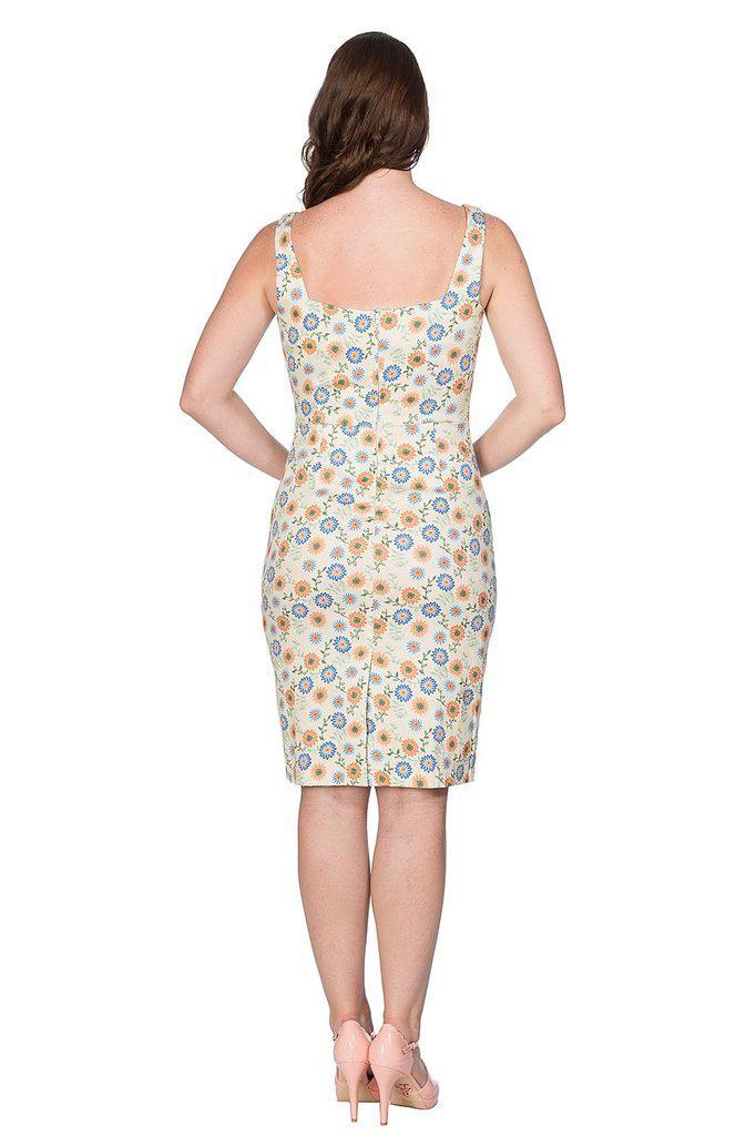 Flower Power Pencil Dress-Banned-Dark Fashion Clothing