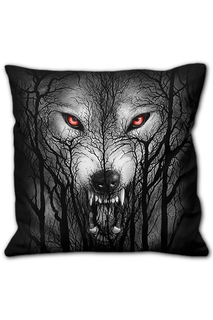 Forest Wolf - Square Cushion-Spiral-Dark Fashion Clothing