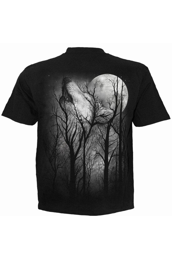 Forest Wolf - T-Shirt Black-Spiral-Dark Fashion Clothing