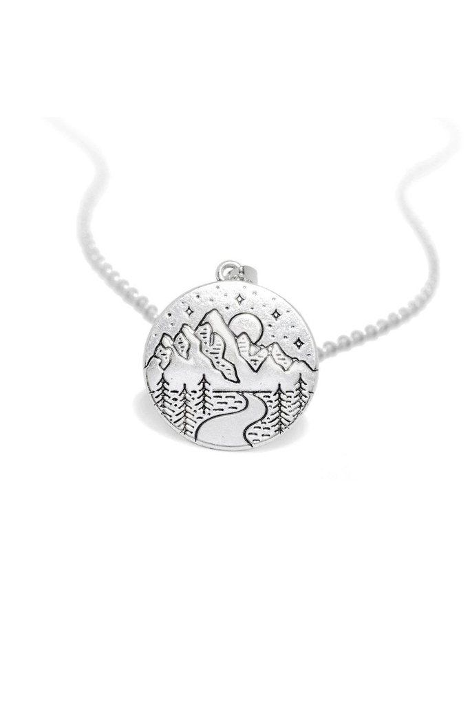 Full Moon Mountains Scenery Pendant and Necklace - Ryleigh-Dr Faust-Dark Fashion Clothing