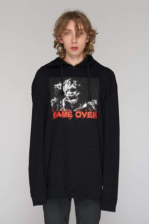 Game Over Hooded Sweatshirt - Unisex-Long Clothing-Dark Fashion Clothing