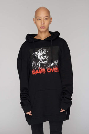 Game Over Hooded Sweatshirt - Unisex-Long Clothing-Dark Fashion Clothing
