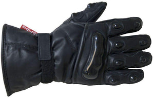 Gauntlet Black Leather Motorcycle Gloves-Skintan Leather-Dark Fashion Clothing