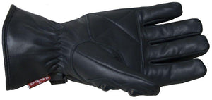 Gauntlet Black Leather Motorcycle Gloves-Skintan Leather-Dark Fashion Clothing