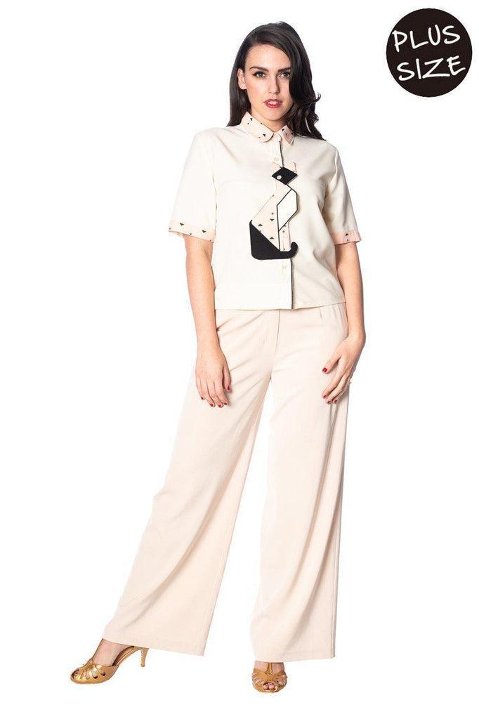 Geo Cat Blouse-Banned-Dark Fashion Clothing