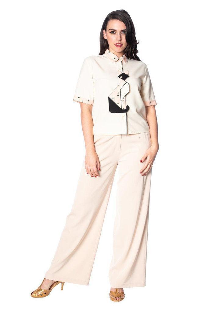 Geo Cat Blouse-Banned-Dark Fashion Clothing