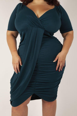 Georgina Green Wrap Bodycon Dress-Voodoo Vixen-Dark Fashion Clothing