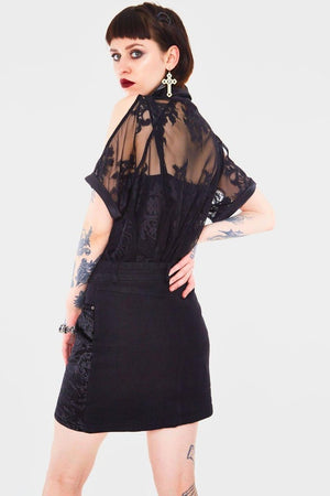 Glam Rock Velvet Mini Skirt-Jawbreaker-Dark Fashion Clothing