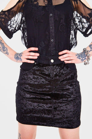 Glam Rock Velvet Mini Skirt-Jawbreaker-Dark Fashion Clothing
