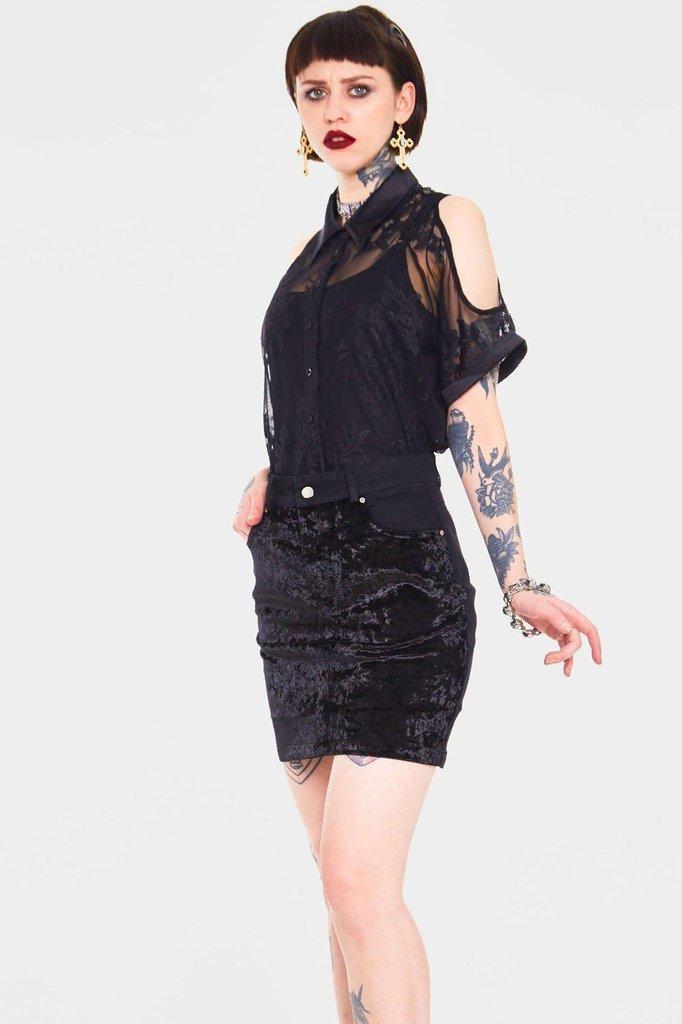 Glam Rock Velvet Mini Skirt-Jawbreaker-Dark Fashion Clothing