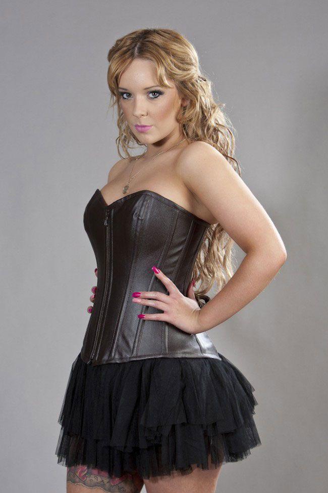 Glamour Overbust Fashion Corset In Matte Vinyl-Burleska-Dark Fashion Clothing