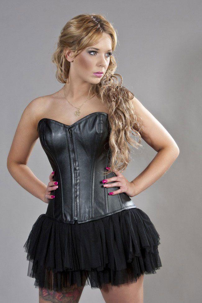 Glamour Overbust Fashion Corset In Matte Vinyl-Burleska-Dark Fashion Clothing