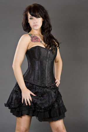 Glamour Overbust Fashion Corset In Satin & Lace Overlay-Burleska-Dark Fashion Clothing