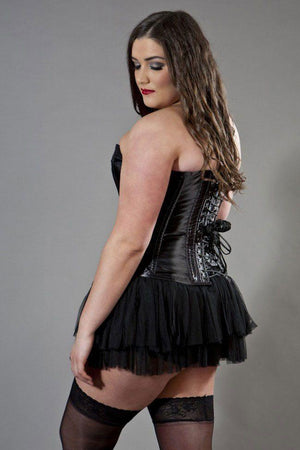 Glamour Overbust Plus Size Corset In Satin-Burleska-Dark Fashion Clothing