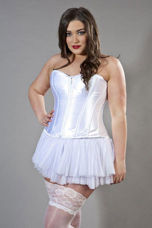 Glamour Overbust Plus Size Corset In Satin-Burleska-Dark Fashion Clothing