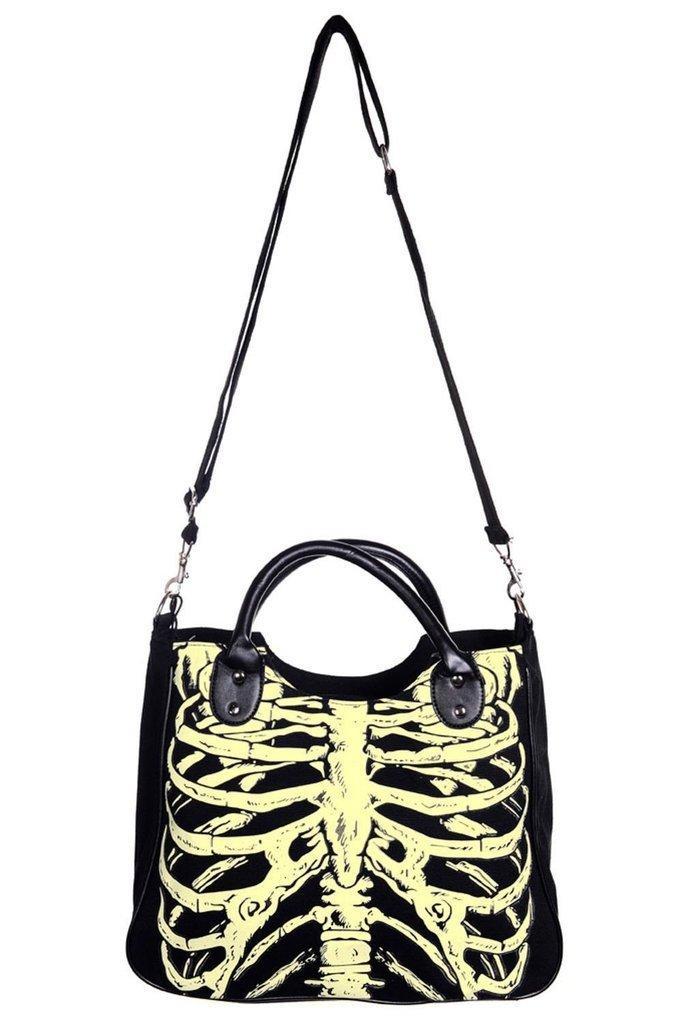 Glow In The Dark Skeleton Shoulder Bag-Banned-Dark Fashion Clothing