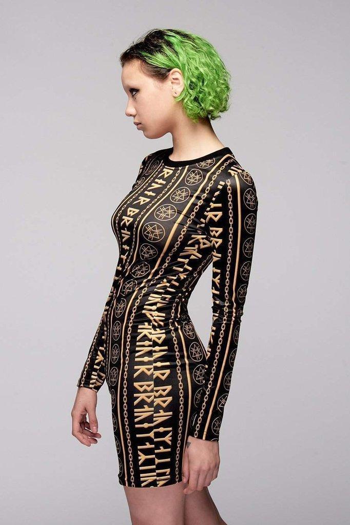 Gold Rune Dress-Long Clothing-Dark Fashion Clothing
