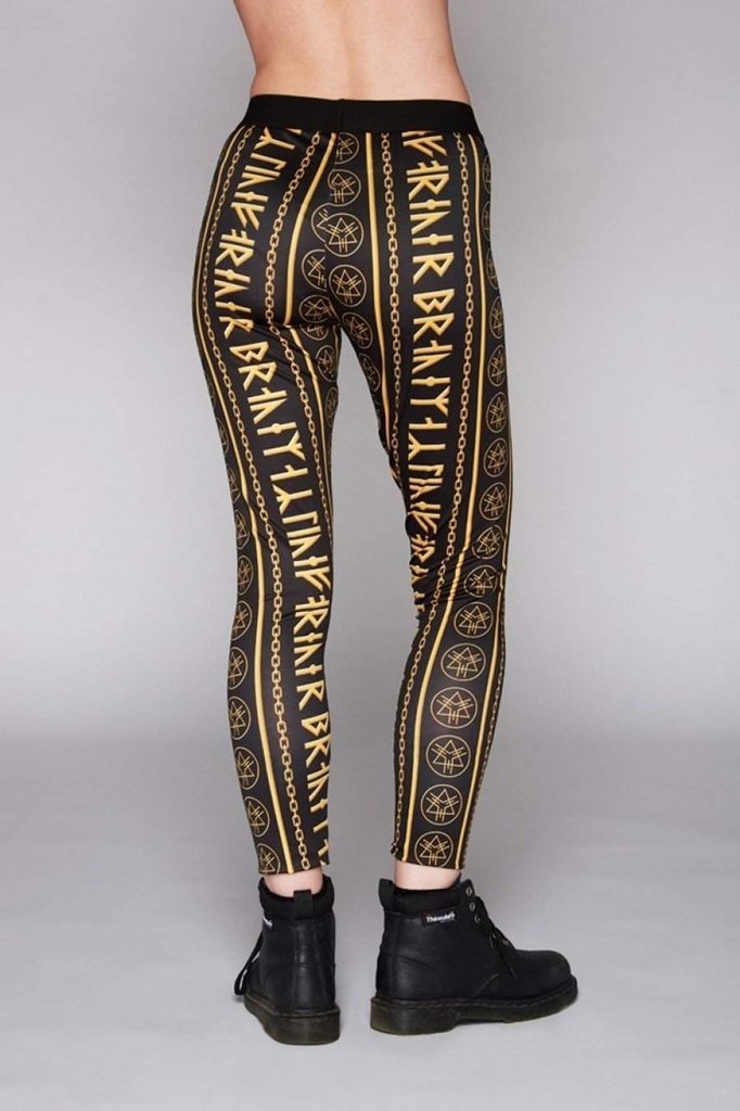 Gold Rune Leggings-Long Clothing-Dark Fashion Clothing