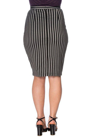 Grey Lines Skirt-Banned-Dark Fashion Clothing