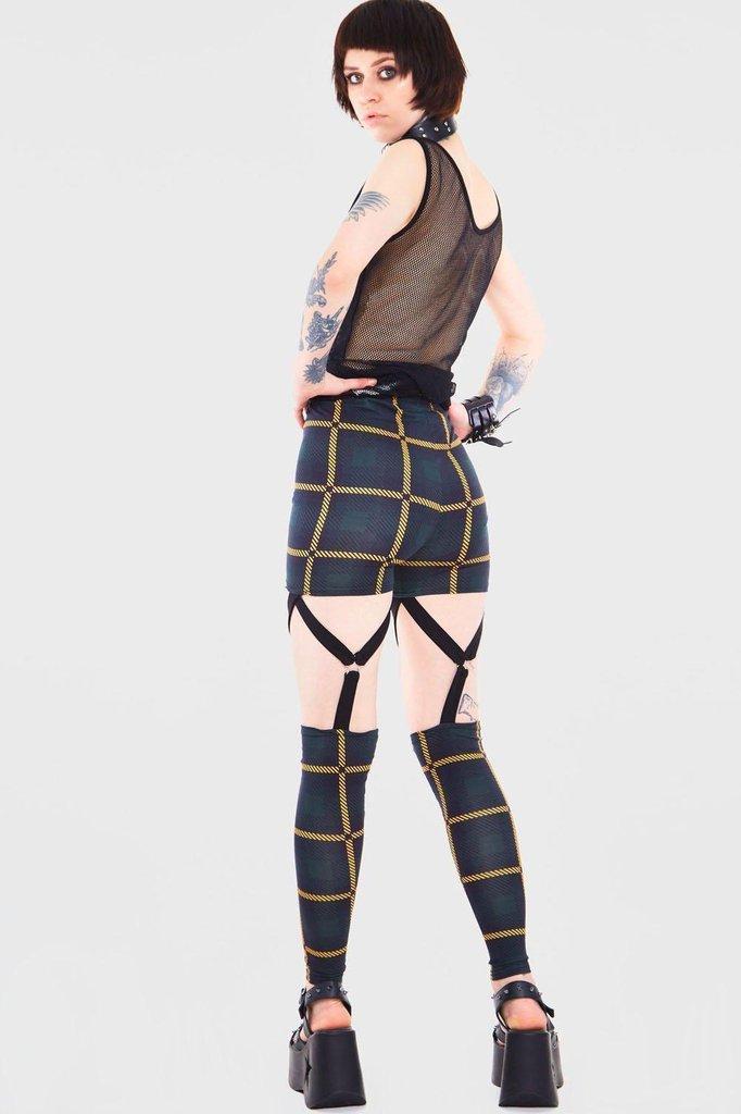 Head In The Clouds Plaid Harness Leggings-Jawbreaker-Dark Fashion Clothing