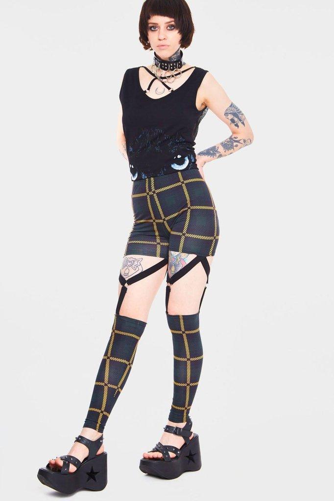Head In The Clouds Plaid Harness Leggings-Jawbreaker-Dark Fashion Clothing
