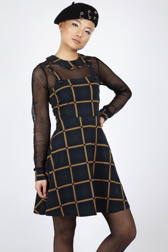 Head In The Clouds Plaid Overall Dress-Jawbreaker-Dark Fashion Clothing